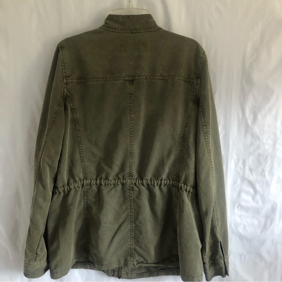 Hinge Olive Green Utility Military Inspired Lightweight Zip Snap Jacket - Picture 9 of 14